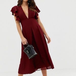 ASOS DESIGN Midi Dress with Lace Panels